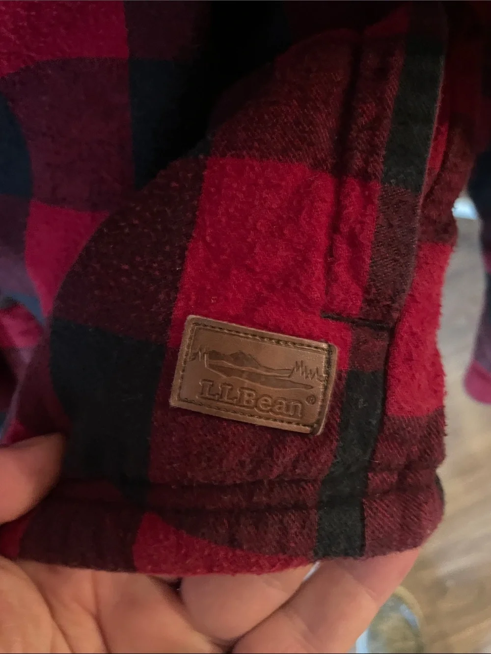 Vintage L.L. Bean Red & Black Buffalo Plaid Sherpa-Lined Shirt Jacket Size XL-R